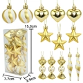 13-piece gold and white Christmas tree ornament set with assorted stars and candy shapes - 4cm Flat Box (13 Pieces) / Gold