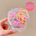 Jar of 500 jelly mixed color elastic hair ties with 0.1cm thickness for daily styling - 3# Thickened Jelly (500pcs Jar)