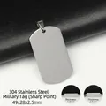 Custom engraved stainless steel military dog tag pendant 49x28mm in steel color - Premium Mirror 304 Silver Sharp Corner 2.5mm Thick