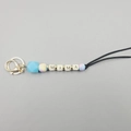 Blue silicone bead MAMA keychain with gold lobster clasp for bags and key accessories - Blue Tie-dye Geometric Beads