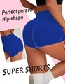 Königsblaue High-Waist Yoga-Shorts mit Peach-Lift-Effekt für Fitnessübungen - S / Dunkelblau
