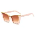 Cat eye sunglasses for women with light pink frame, gold trim and brown gradient lenses - Off-white Frame Gradient Tea Lens