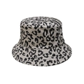 Close-up of black and white leopard print bucket hat with reinforced brim stitching - Black and White Leopard (A)