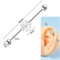 Piercing industrial da 38mm con un fiore di zircone trasparente a 5 petali - Fiore a Cinque Petali