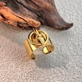 Minimalist 18K gold-plated stainless steel wide ring featuring an OT buckle design - Gold