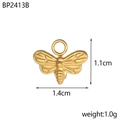 Pendentif abeille en acier inoxydable doré avec relief pour création de bijoux DIY - Abeille Dorée