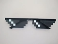 Thug Life style black pixelated mosaic sunglasses for party and streetwear fashion - Single Row Pixel