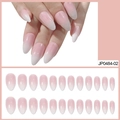 Faux ongles forme amande dégradé rose et blanc kit 24 pièces finition brillante - Rose Blanc Brillant Ombre (JP0484-02)
