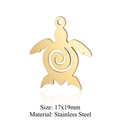 Golden sea turtle pendant in stainless steel with hollow spiral shell design 17x19mm - Gold Sea Turtle (5Pcs/Pack)