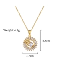 Detail view of gold leaf pendant with white pearl and zircon including size measurements - Necklace (D515)