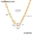 18k gold plated stainless steel necklace with water-drop square zircon pendant - White Zirconia Style (P2004)