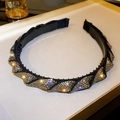 Serre-tête en cristal étincelant avec strass argentés sur base noire au design tressé - 5# Base Noire Strass Noir Fusil Croisé