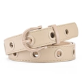 Cinturón punk para mujer en beige de cuero con decoración de ojales huecos y hebilla - Beige