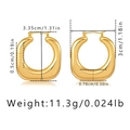 Detail showing dimensions of these chunky irregular 18K gold plated brass hoop earrings - Square High Polish Hoop Style (KE1271) / 18K Gold
