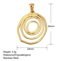 Golden irregular stainless steel layered circle pendant with product dimensions and 3.3g weight - Irregular Multi-Circle Pendant (SS0018)