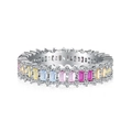 Modern S925 sterling silver ring featuring colorful rectangular zircon stones - Wide Multicolor Eternity Band Style (DY120743)