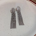 Silver fringe tassel earrings with sparkling zircon stones in a ceramic tray - Silver Tone Long Tassel Earrings (ES2361-2)