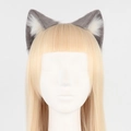 Handmade grey and white faux fur cat ear headband for Lolita and cosplay hair accessories - Grey/White