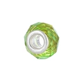 Grass green faceted crystal bead with silver metal core for European charm bracelets - Style 8 (Grass Green)