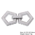 Macro view of crystal paved interlocking jewelry clasps with silver finish for necklaces - Style-35 (Silver Pave Double Rounded Hexagon)
