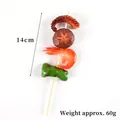 Modello di spiedino grigliato realistico con frutti di mare e verdure, 14cm, peso 60g - Grande Spiedino Barbecue - Fungo, Calamaro e Gambero