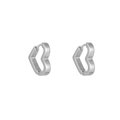 Boucles d'oreilles créoles en forme de cœur en acier inoxydable argenté fini poli - Boucle d'Oreille Coeur Polie (E305137) / Argent Brillant