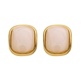 Boucles d'oreilles carrées plaquées or en titane avec incrustations rose clair translucide - Style Carré Arrondi Or + Blanc (KE027)