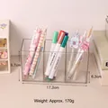 Transparent acrylic desk organizer with three vertical compartments for pens and stationery - 3 Grids / Clear