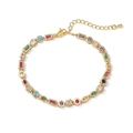 Golden bracelet featuring multi-color cubic zirconia in geometric shapes and adjustable chain - Gold Bracelet 18cm