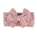 Breathable hollow knit baby headband with large bowknot in dusty pink solid color - Dusty Pink