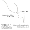 Silver Y-shape stainless steel chain necklace with clear cubic zirconia crystal pendant - Silver Style (YYN025167-P)