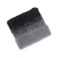 Close-up of plush faux fur neck warmer with black and grey gradient knit texture - Black Grey Gradient Style (D)