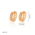 Gold-plated hoop earrings with micro-pave cubic zirconia and size dimensions display - EH082 Huggie Micro Pave