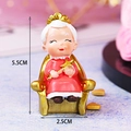 Elderly queen figurine cake topper in red dress with golden crown and wand, 5.5cm height - Resin Grandma with Crown