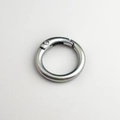 Detailed view of silver polished alloy spring ring buckle for DIY accessory connections - Silver (High Quality Plating)