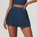 Dunkelblauer Tennisrock mit hoher Taille und Falten für Sport und Fitness - S / Marineblau