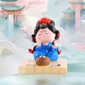Blue Hanfu Tang lady figurine in sitting chess pose, Chinese style resin ornament - 1056-16B Playing Chess Stand