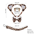 Leopard print costume set with animal ears headband, bow tie, tail and face stickers - White Leopard Ear 3-Piece Set + Face Sticker