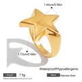 Gold stainless steel star ring with BLESSING engraving, waterproof and hypoallergenic - US 7 / Gold Blessing Star Engraved Style (JDR0103056)