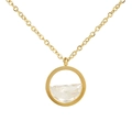 18K gold stainless steel necklace with clear heart zircon pendant on white background - Gold