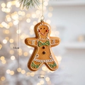 Gingerbread man Christmas tree ornament in warm brown with colorful frosting, 14x10cm - Gingerbread Man