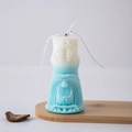 Blue and white gradient Roman column scented candle with intricate relief carving and ribbon - Wave 4 (Blue)