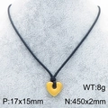 Collana con ciondolo a cuore dorato e cordino nero, misura 17x15mm e peso totale di 8g - Cuore Dorato (KN292233-Z)