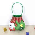 Bolsa de regalo de Navidad en fieltro verde con Papá Noel y rayas rojas festivas - Bolsa de elfo de tela no tejida - Estilo Oso