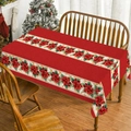 Tovaglia natalizia rossa rettangolare con motivi di stelle di Natale per la casa - 136x248cm / Stella di Natale Rossa