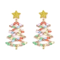 Exaggerated luxury Christmas tree drop earrings with colorful rhinestones in alloy - Colorful