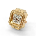 Elegante reloj de anillo cuadrado dorado para hombre y mujer con strass y esfera blanca - Oro rosa