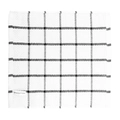 White and black grid waffle weave cotton kitchen towel featuring 100% cotton material tag - Grey Checkered