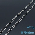 Silver oval link chain necklace in minimalist titanium steel, weight 7g size 760x5mm - Silver Necklace (KN197685-Z)