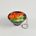 Miniature tempura shrimp rice bowl keychain with realistic resin food details and metal ring - Tempura Shrimp Rice Bowl